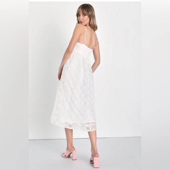 Lulus Radiate Elegance Ivory Floral Tulle Midi Dress - Picture 2 of 8